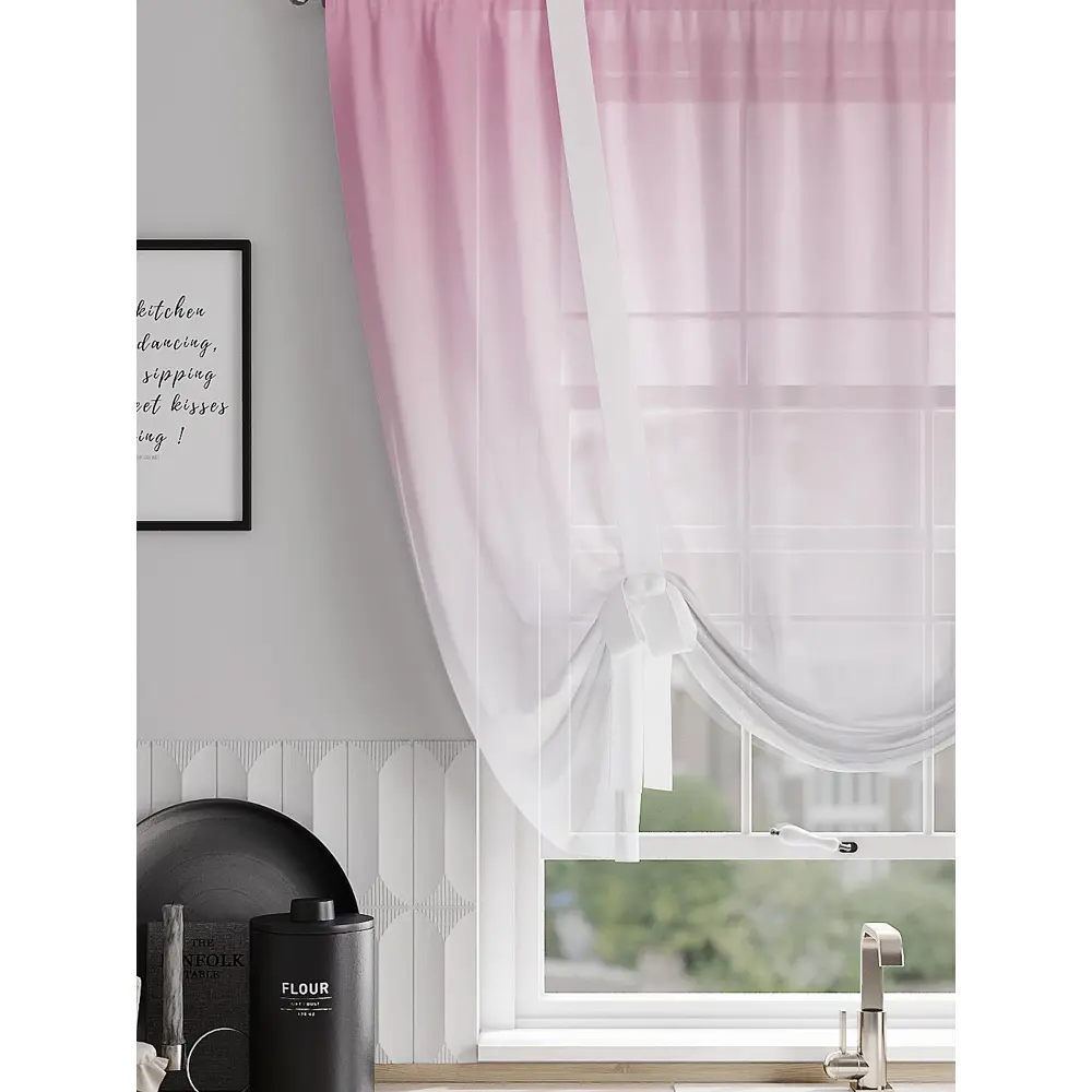 Фото 3 Тюль на ленте At Home Мирнатис 150x150 см вуаль цвет розовый AA518121