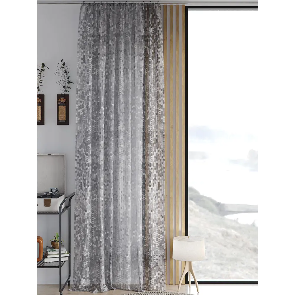 Фото Тюль на ленте At Home Гранивирс 150x260 см вуаль цвет серебристый/белый/серый AA542088