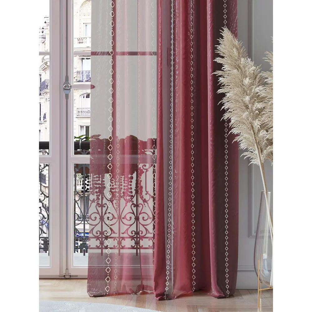 Фото 3 Тюль на ленте At Home Рилоркенс 150x260 см вуаль цвет красный AA542045