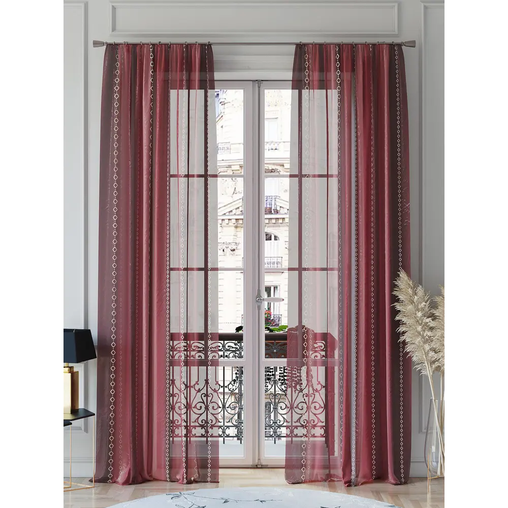 Фото 2 Тюль на ленте At Home Рилоркенс 150x260 см вуаль цвет красный AA542045