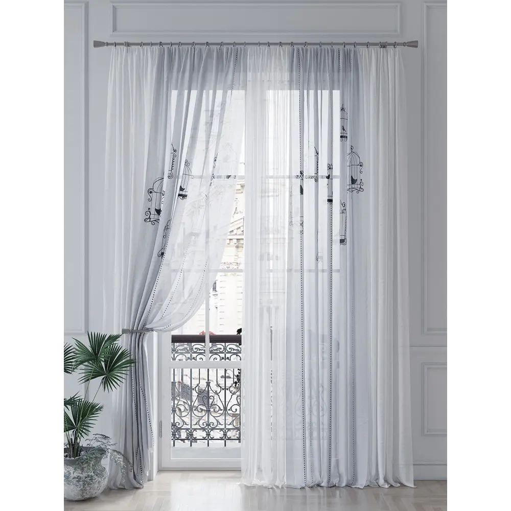 Фото 4 Тюль на ленте At Home Блеренс 150x260 см вуаль цвет серебристый/белый/серый AA542049 Фото 4 Тюль на ленте At Home Блеренс 150x260 см вуаль цвет серебристый/белый/серый AA542049