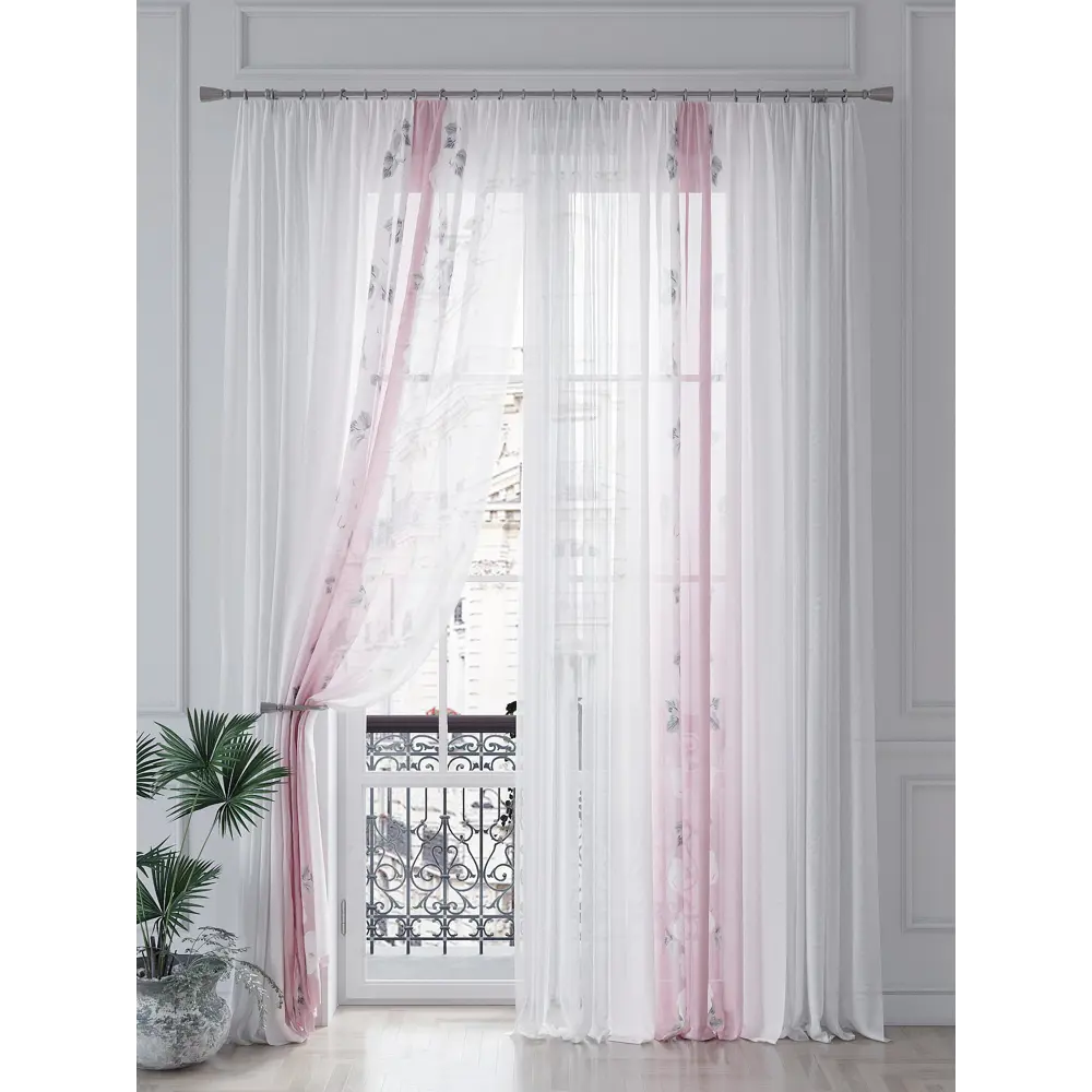 Фото 4 Тюль на ленте At Home Митенкис 150x260 см вуаль цвет белый/розовый/фиолетовый AA542053 Фото 4 Тюль на ленте At Home Митенкис 150x260 см вуаль цвет белый/розовый/фиолетовый AA542053
