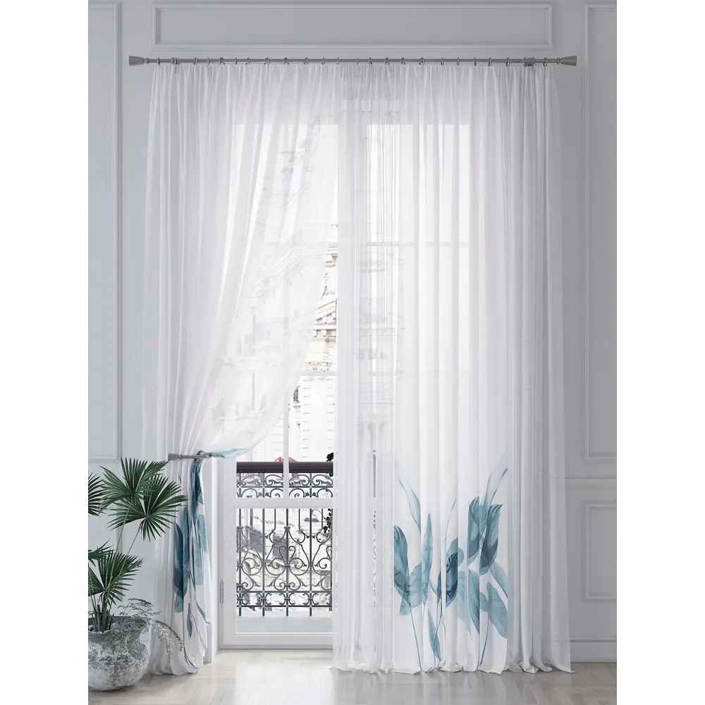 Фото 4 Тюль на ленте At Home Лигенес 150x260 см вуаль цвет серебристый/серый/черный AA542062 Фото 4 Тюль на ленте At Home Лигенес 150x260 см вуаль цвет серебристый/серый/черный AA542062