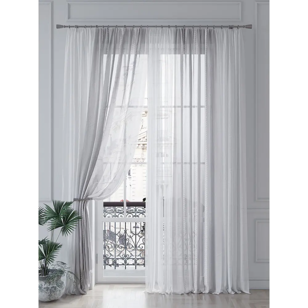 Фото 4 Тюль на ленте At Home Лоринерс 150x260 см вуаль цвет серебристый/белый/серый AA542038 Фото 4 Тюль на ленте At Home Лоринерс 150x260 см вуаль цвет серебристый/белый/серый AA542038