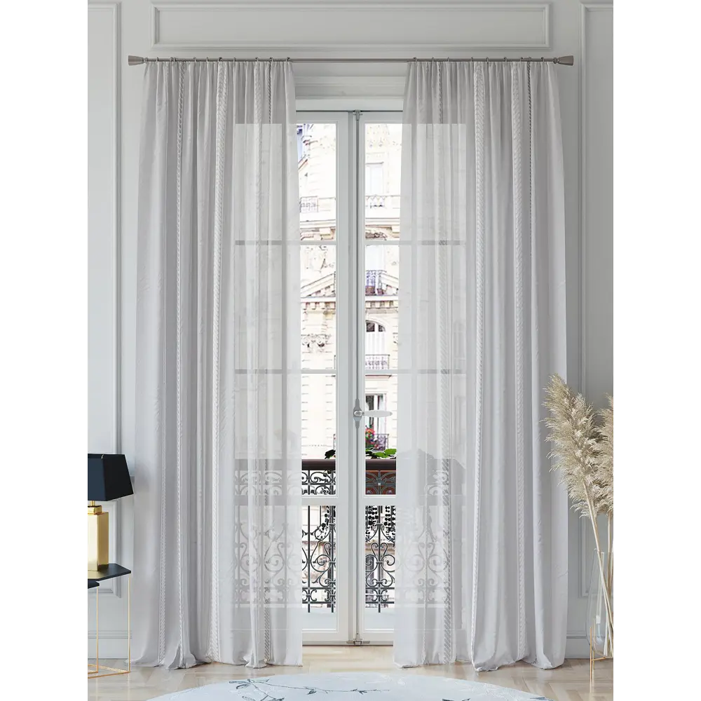 Фото 2 Тюль на ленте At Home Лоринерс 150x260 см вуаль цвет серебристый/белый/серый AA542038 Фото 2 Тюль на ленте At Home Лоринерс 150x260 см вуаль цвет серебристый/белый/серый AA542038