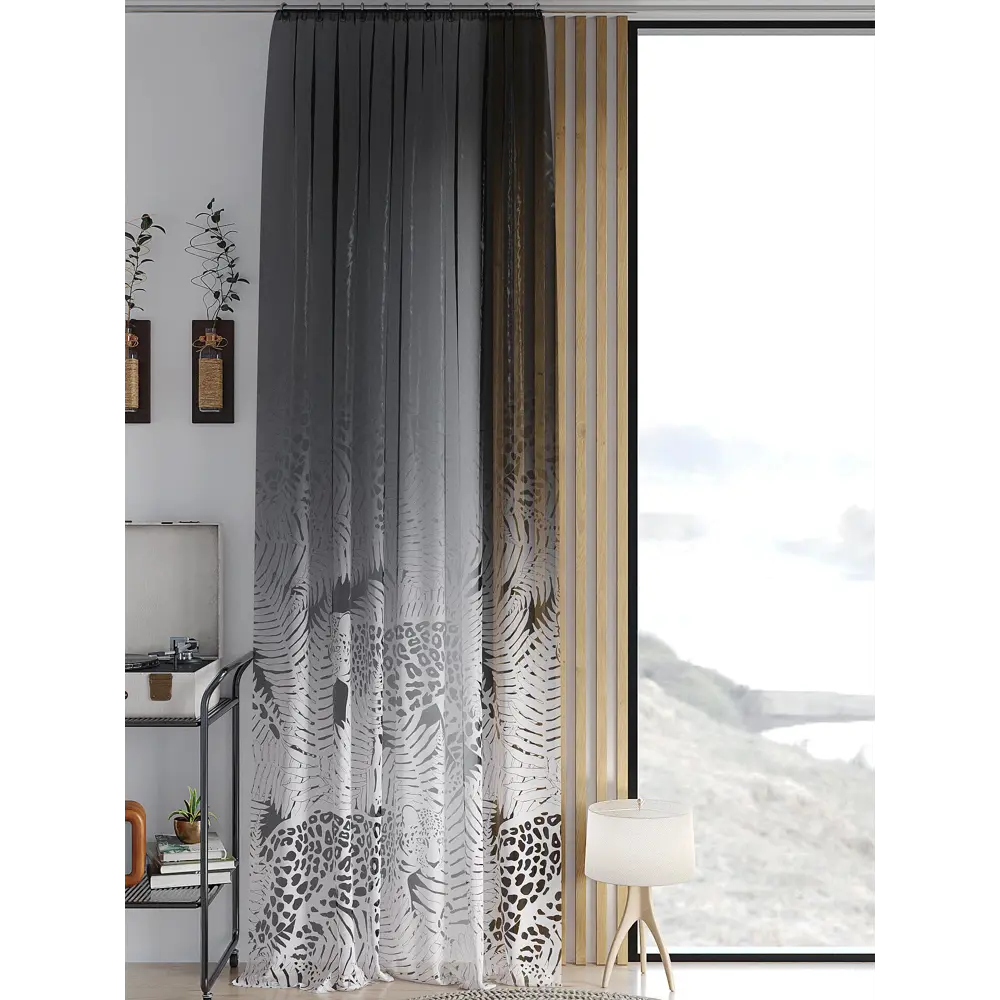 Фото Тюль на ленте At Home Лоринорс 150x260 см вуаль цвет серебристый/белый/серый AA542161