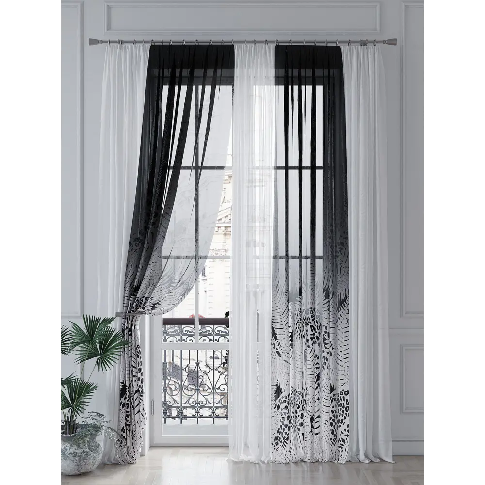 Фото 4 Тюль на ленте At Home Лоринорс 150x260 см вуаль цвет серебристый/белый/серый AA542161