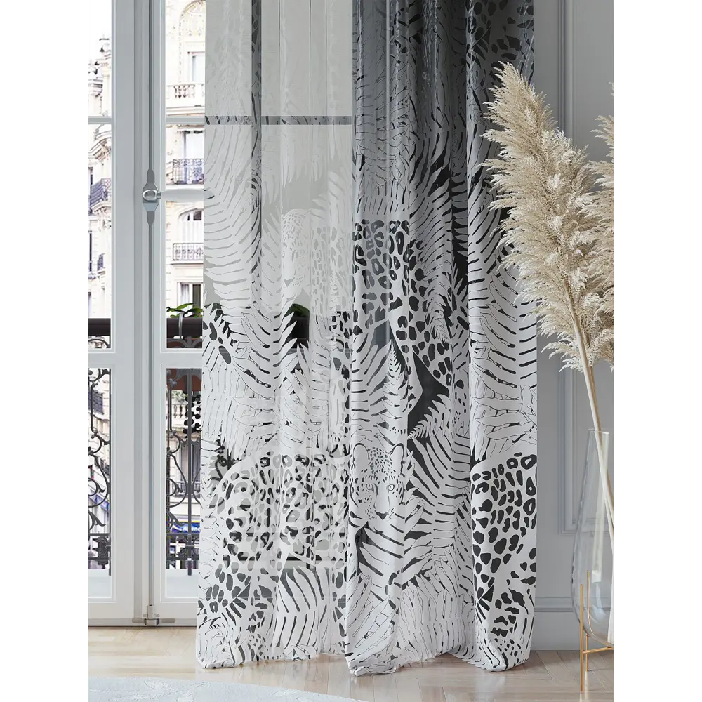 Фото 3 Тюль на ленте At Home Лоринорс 150x260 см вуаль цвет серебристый/белый/серый AA542161