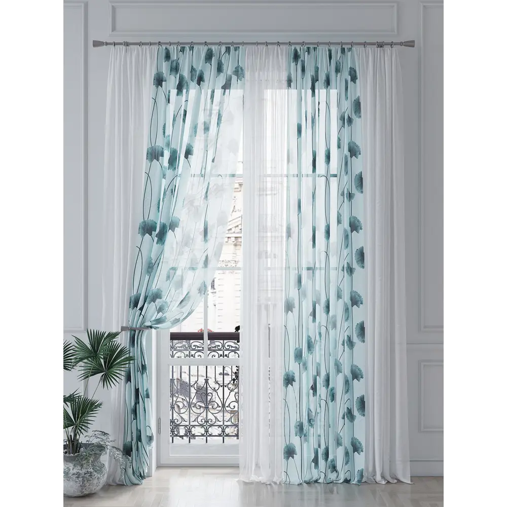 Фото 4 Тюль на ленте At Home Римтерс 150x260 см вуаль цвет серебристый/серый/бирюзовый AA542114 Фото 4 Тюль на ленте At Home Римтерс 150x260 см вуаль цвет серебристый/серый/бирюзовый AA542114