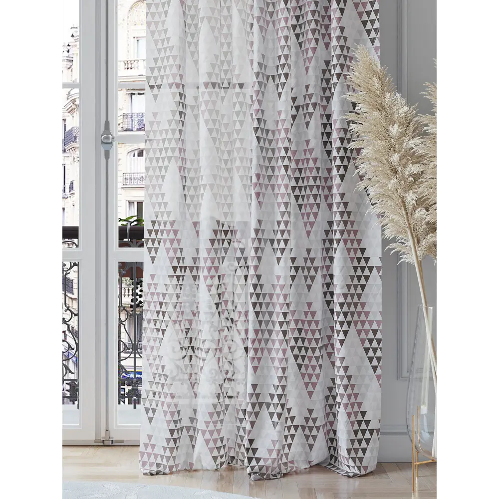 Фото 3 Тюль на ленте At Home Лирогрис 150x260 см вуаль цвет серебристый/серый/черный/фиолетовый AA542166