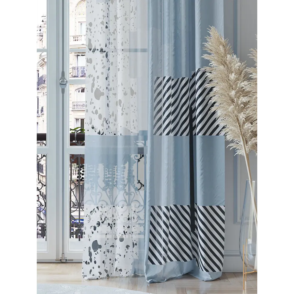 Фото 3 Тюль на ленте At Home Радвилс 150x260 см вуаль цвет серебристый/белый/серый AA542171