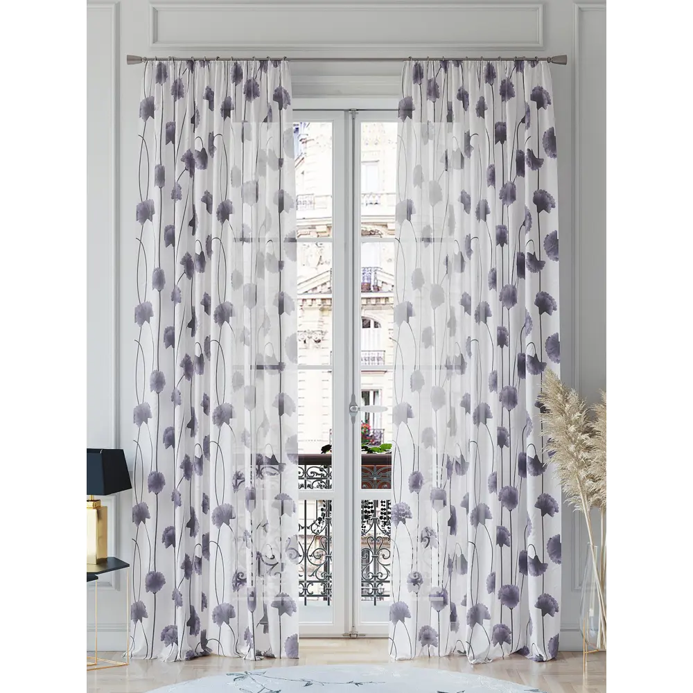 Фото 2 Тюль на ленте At Home Элордирс 150x260 см вуаль цвет белый/серый/черный/фиолетовый AA542117 Фото 2 Тюль на ленте At Home Элордирс 150x260 см вуаль цвет белый/серый/черный/фиолетовый AA542117
