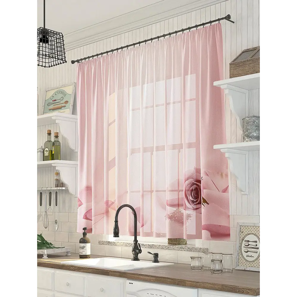 Фото Тюль на ленте At Home Розабел 300x150 см вуаль цвет розовый AA533140 Фото Тюль на ленте At Home Розабел 300x150 см вуаль цвет розовый AA533140