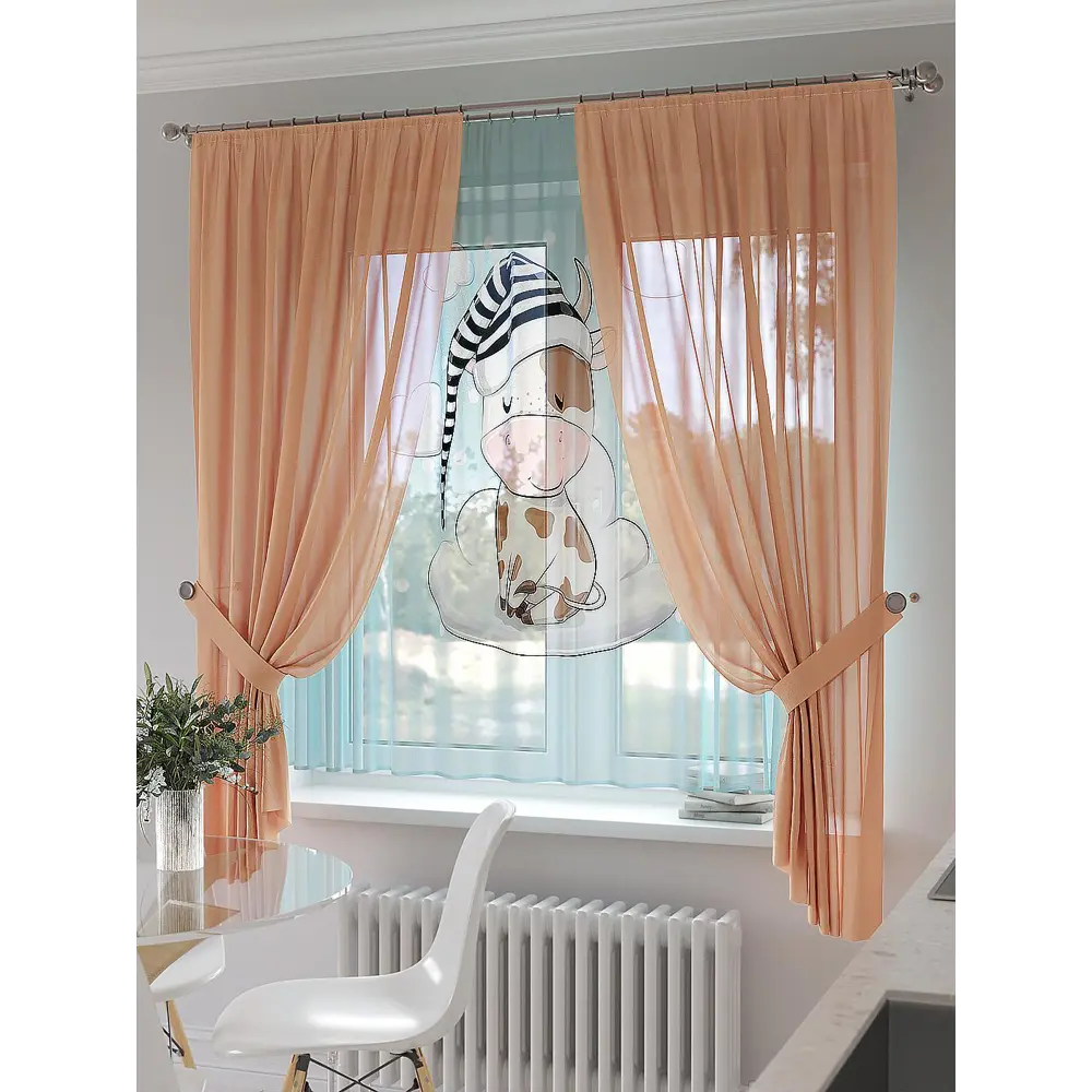 Фото 3 Тюль на ленте At Home Римистенс 145x180 см вуаль цвет белый/синий/коричневый/голубой/черный AA550096