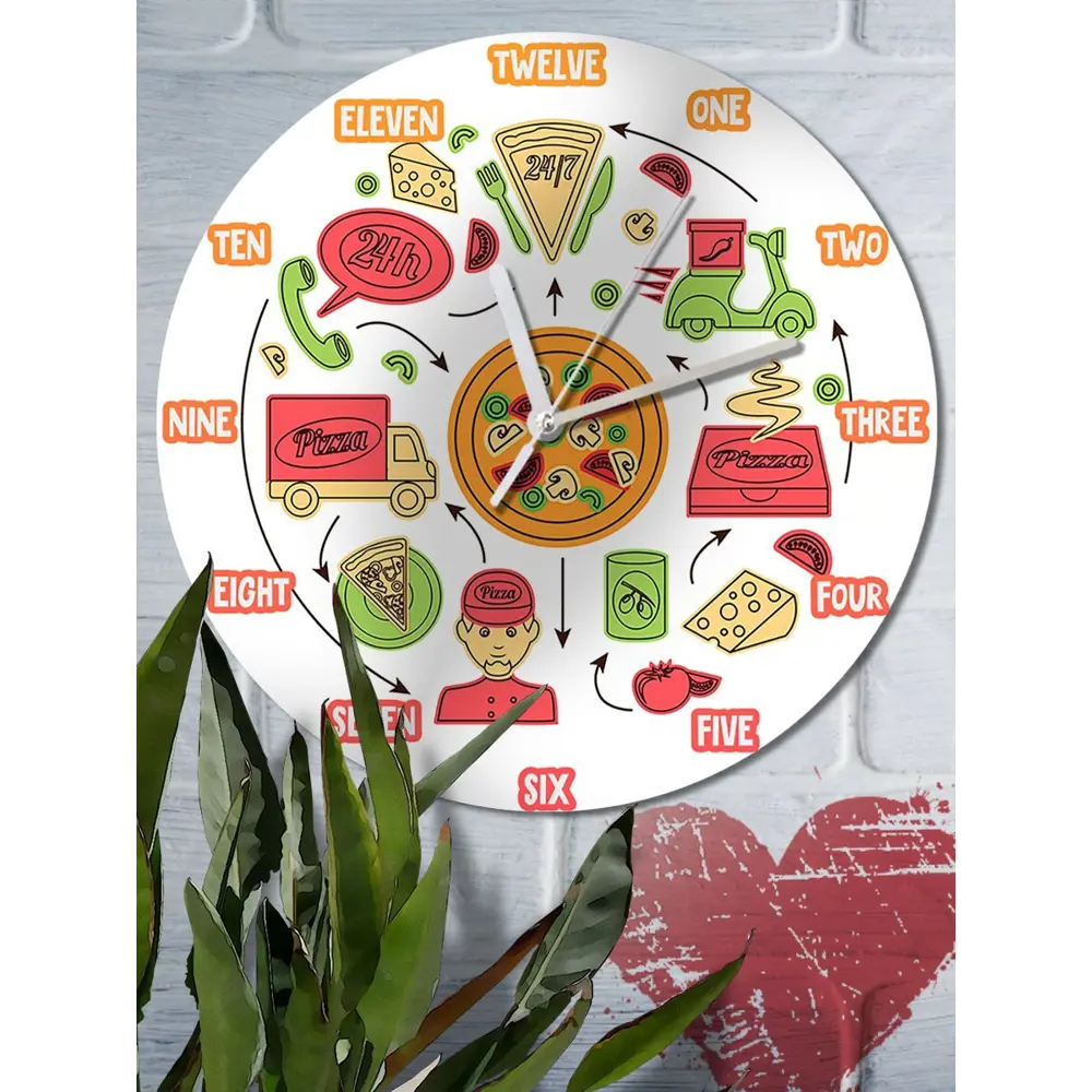 Фото 6 Настенные часы круглые 27 см Бруталити доставка еды - 204 цвет черный