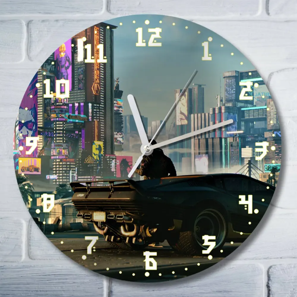 Фото Настенные часы круглые 27 см Бруталити игры Cyberpunk 2077 - 4450 цвет черный Фото Настенные часы круглые 27 см Бруталити игры Cyberpunk 2077 - 4450 цвет черный