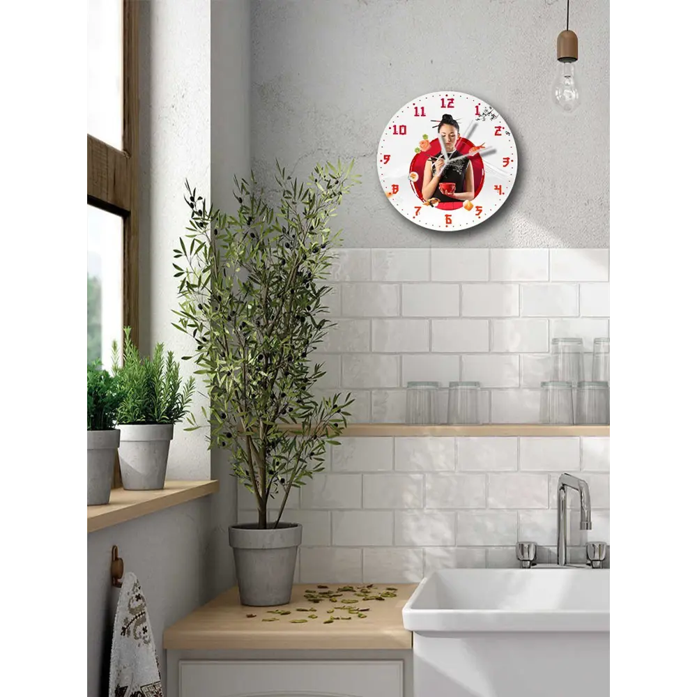 Фото Настенные часы круглые 27 см Бруталити еда - 11 цвет черный