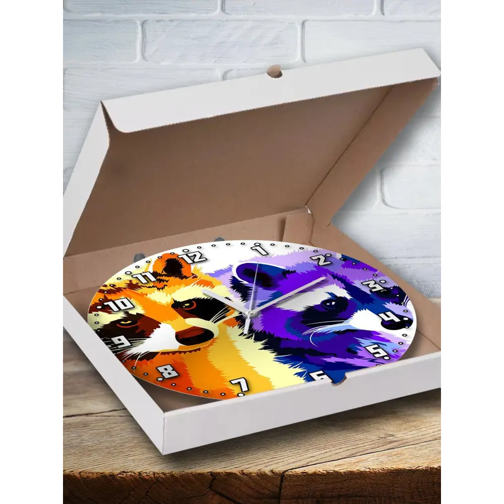 Фото Настенные часы круглые 27 см Бруталити животные - 64 цвет черный