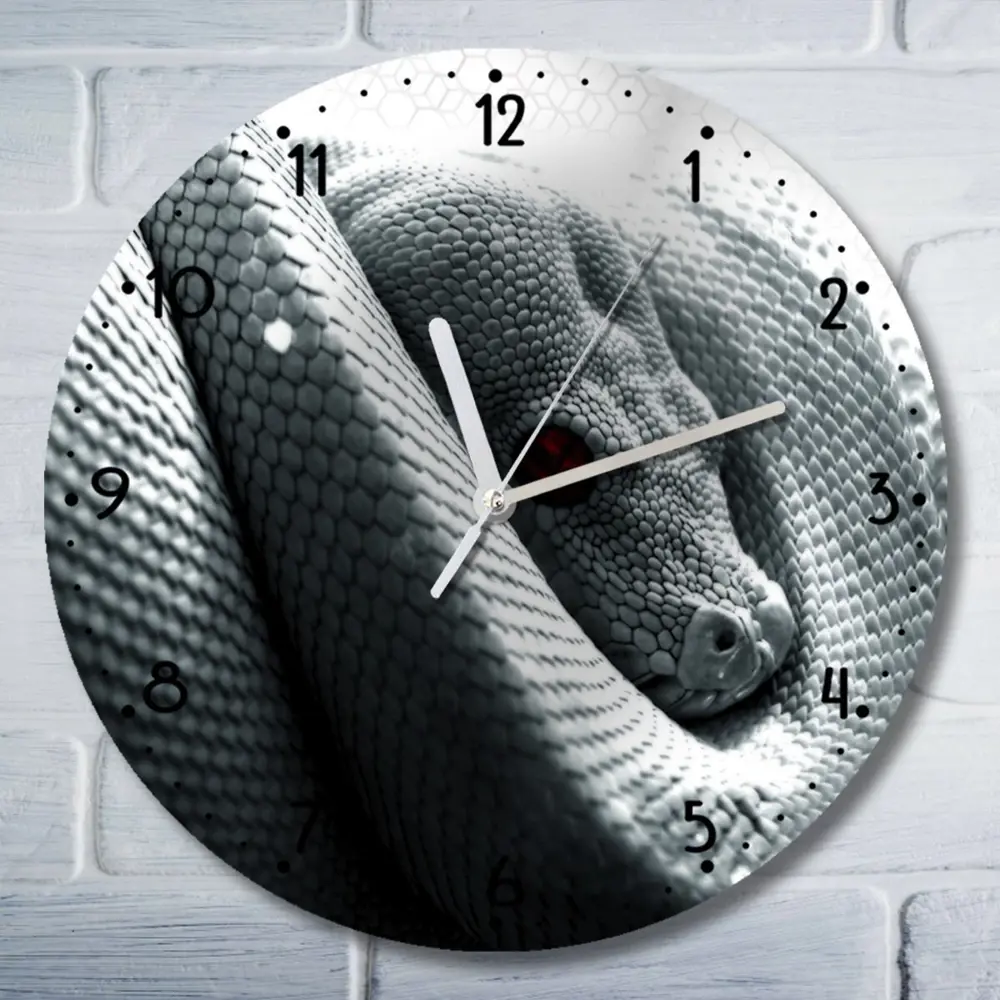 Фото Настенные часы круглые 27 см Бруталити животные змея - 3001 цвет черный