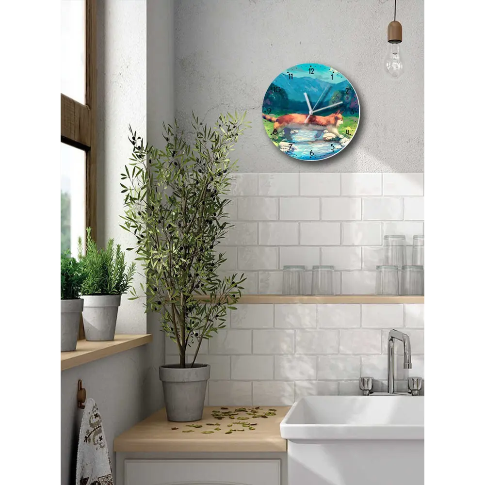 Фото 5 Настенные часы круглые 27 см Бруталити животные кот милота - 3223 цвет черный