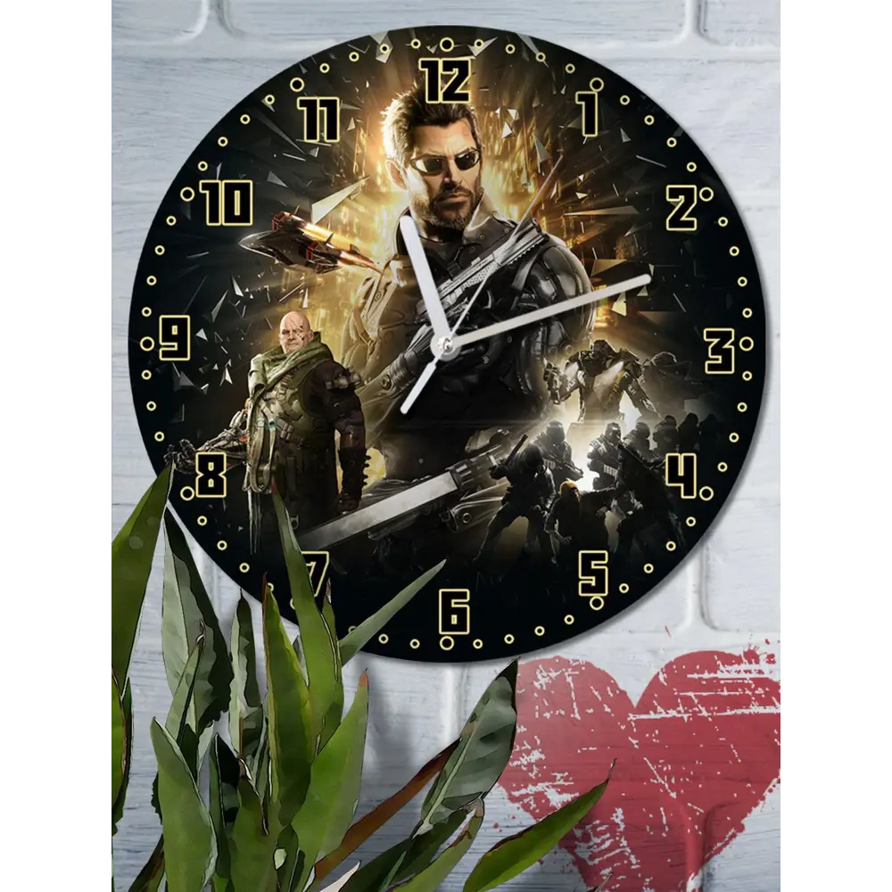 Фото Настенные часы круглые 27 см Бруталити игры Deus Ex Mankind Divided - 4473 цвет черный