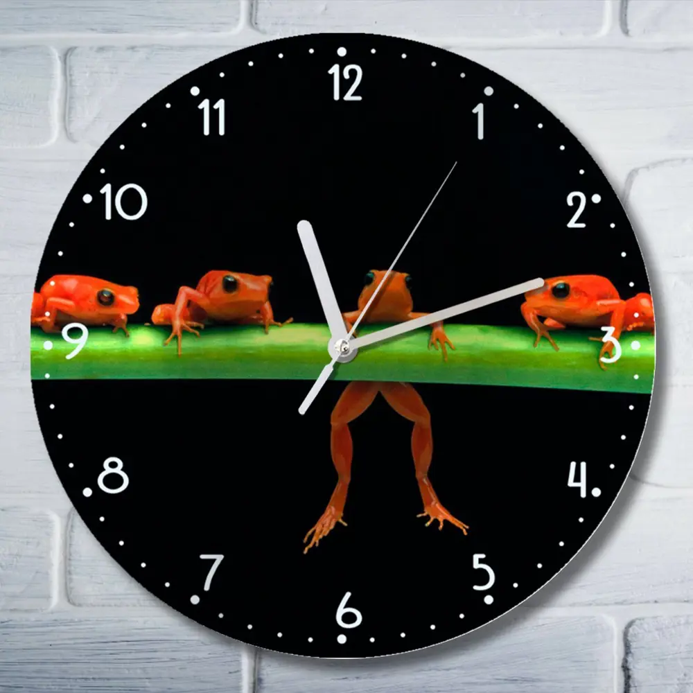 Фото Настенные часы круглые 27 см Бруталити животные лягушка - 3092 цвет черный