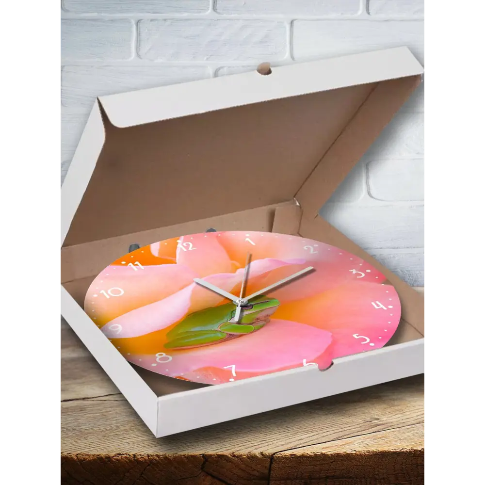 Фото Настенные часы круглые 27 см Бруталити животные лягушка - 3079 цвет черный