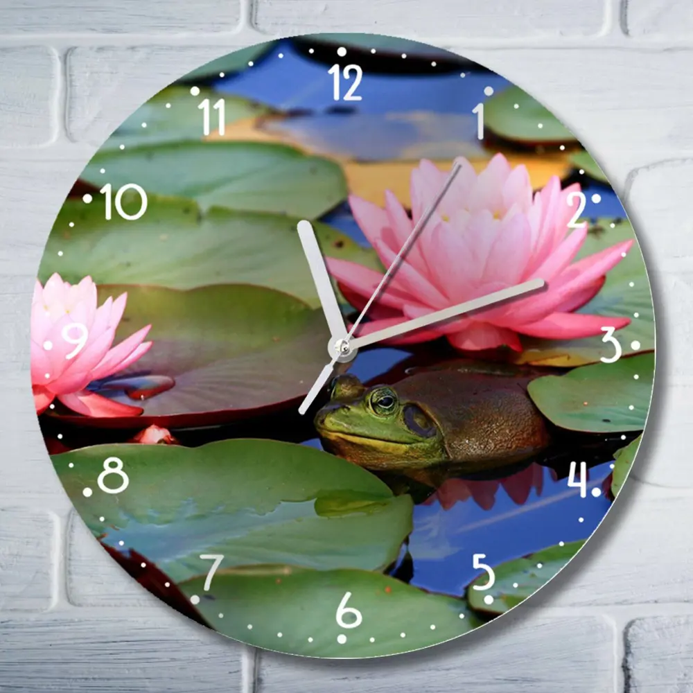 Фото Настенные часы круглые 27 см Бруталити животные лягушка - 3094 цвет черный