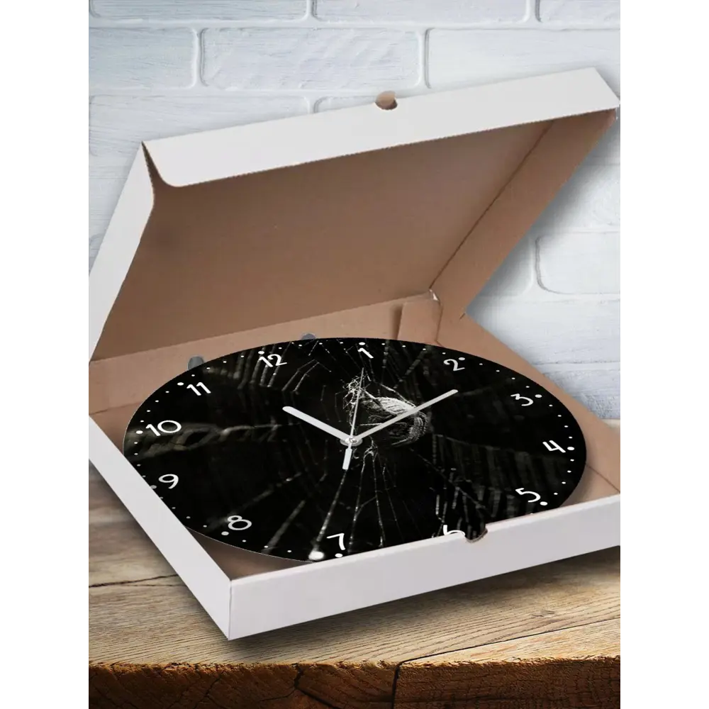 Фото Настенные часы круглые 27 см Бруталити животные насекомые паук - 3007 цвет черный