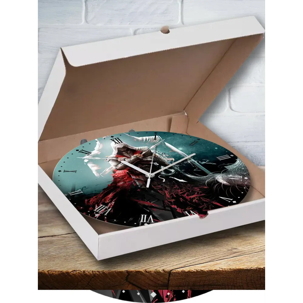 Фото Настенные часы круглые 27 см Бруталити игры Assassin's Creed Brotherhood - 4348 цвет черный