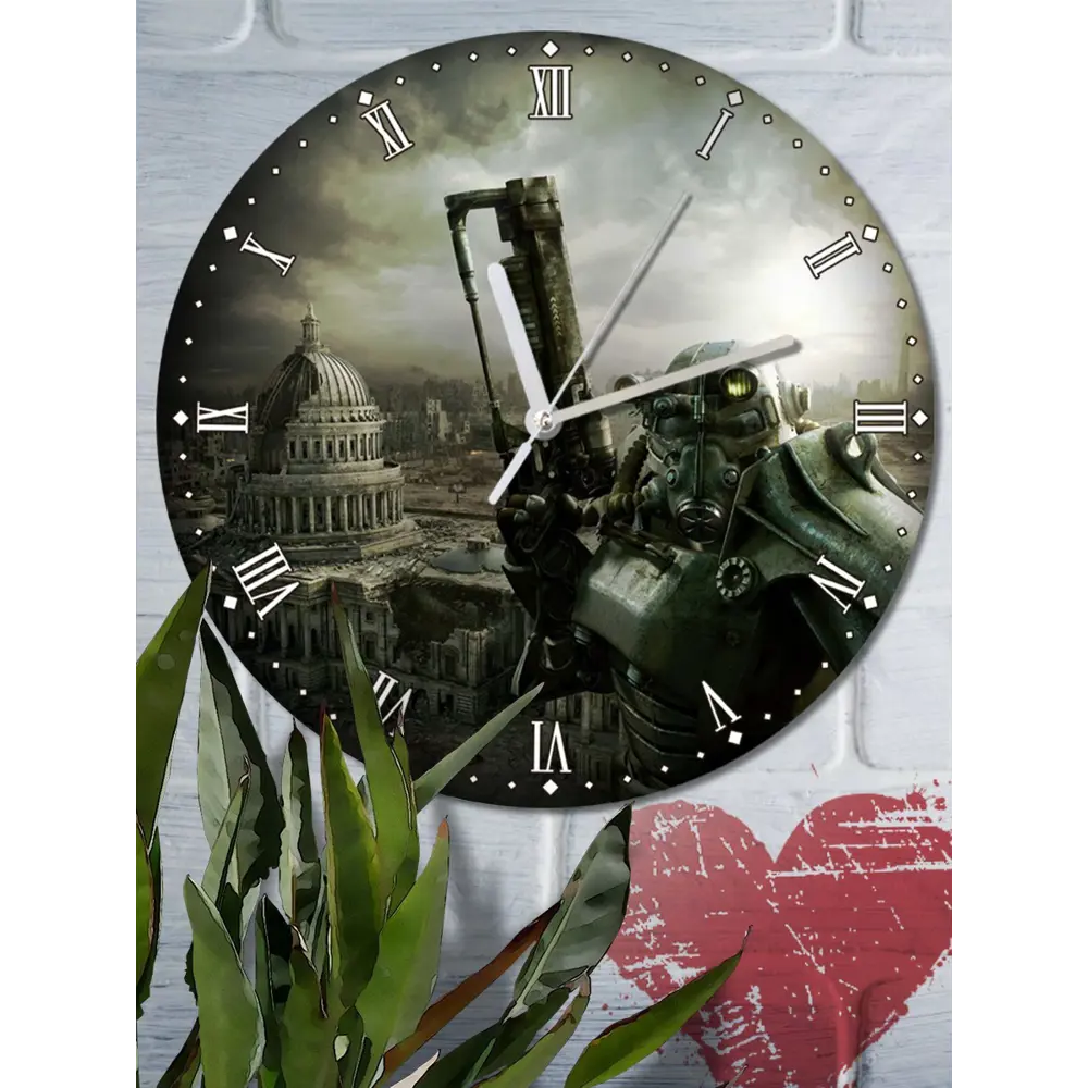 Фото Настенные часы круглые 27 см Бруталити игры fallout 3 - 4433 цвет черный Фото Настенные часы круглые 27 см Бруталити игры fallout 3 - 4433 цвет черный