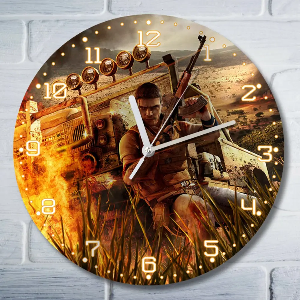 Фото Настенные часы круглые 27 см Бруталити игры Far Cry 2 - 4643 цвет черный