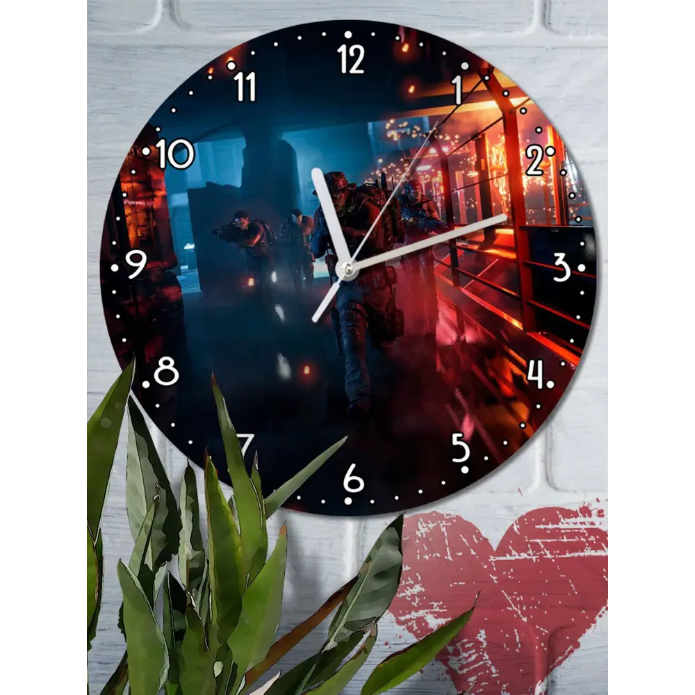 Фото 6 Настенные часы круглые 27 см Бруталити игры Ghost Recon Breakpoint - 3509 цвет черный