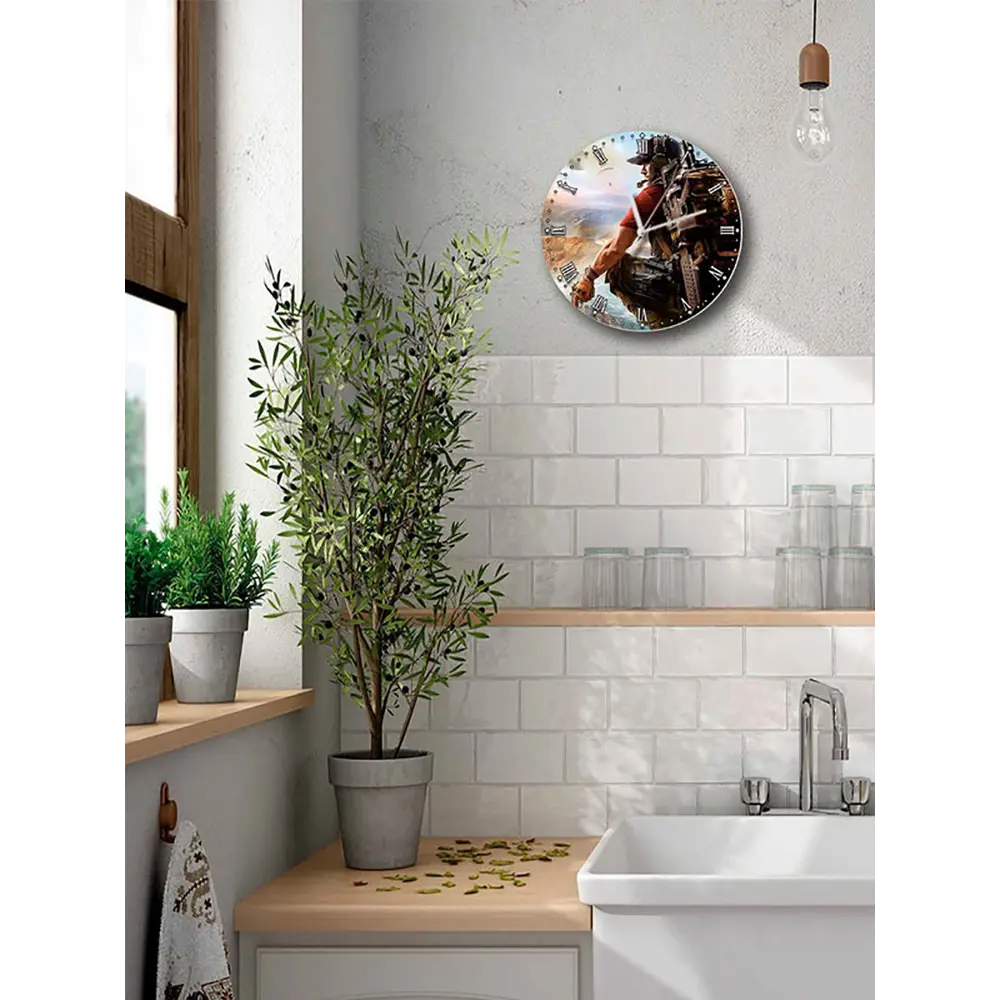 Фото 5 Настенные часы круглые 27 см Бруталити игры Ghost Recon Wildlands 5091 цвет черный