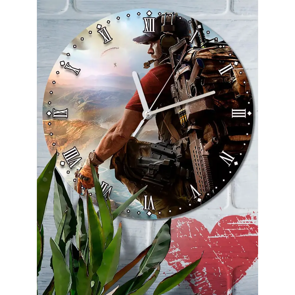 Фото 6 Настенные часы круглые 27 см Бруталити игры Ghost Recon Wildlands 5091 цвет черный