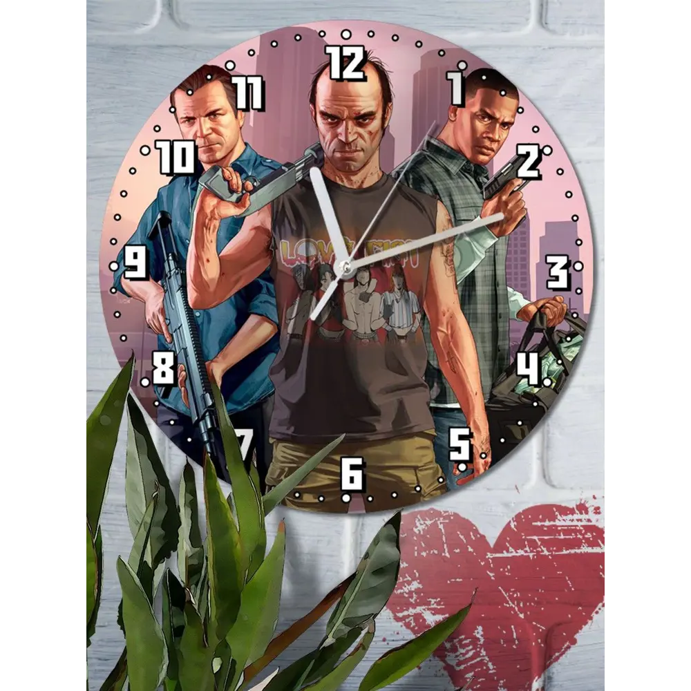 Фото 6 Настенные часы круглые 27 см Бруталити Игры Grand Theft Auto V - 2234 цвет черный