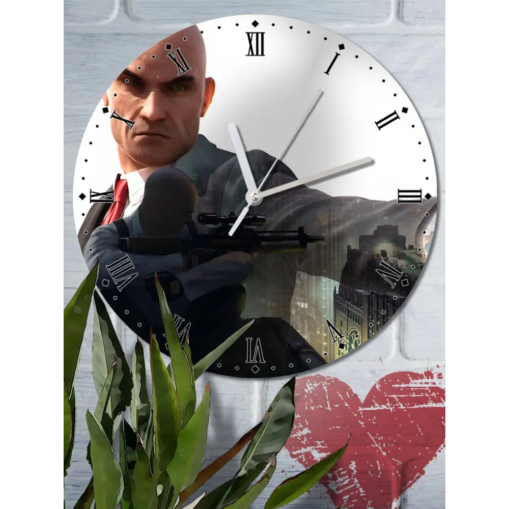 Фото Настенные часы круглые 27 см Бруталити игры Hitman 2 - 4560 цвет черный Фото Настенные часы круглые 27 см Бруталити игры Hitman 2 - 4560 цвет черный