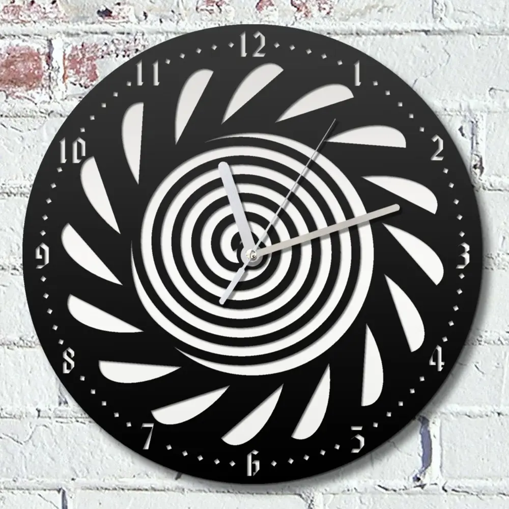 Фото Настенные часы круглые 31 см Бруталити Абстракция - 752 цвет черный