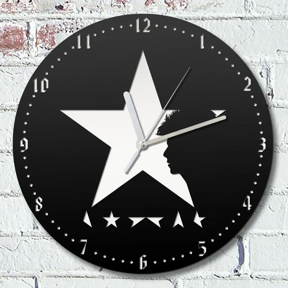 Фото Настенные часы круглые 31 см Бруталити музыка David Bowie - 2021 цвет черный Фото Настенные часы круглые 31 см Бруталити музыка David Bowie - 2021 цвет черный