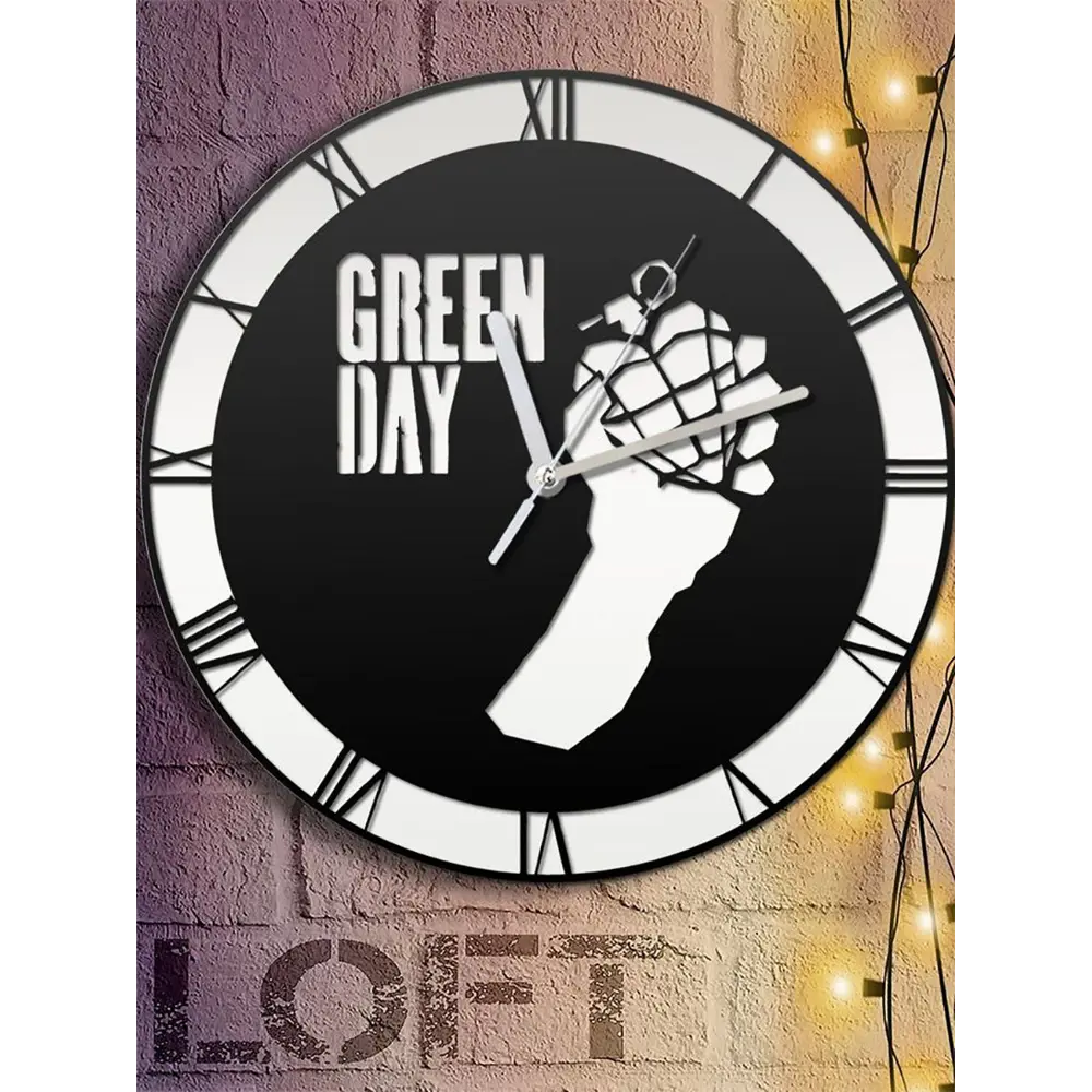 Фото 2 Настенные часы круглые 31 см Бруталити музыка green day - 2048 цвет черный Фото 2 Настенные часы круглые 31 см Бруталити музыка green day - 2048 цвет черный