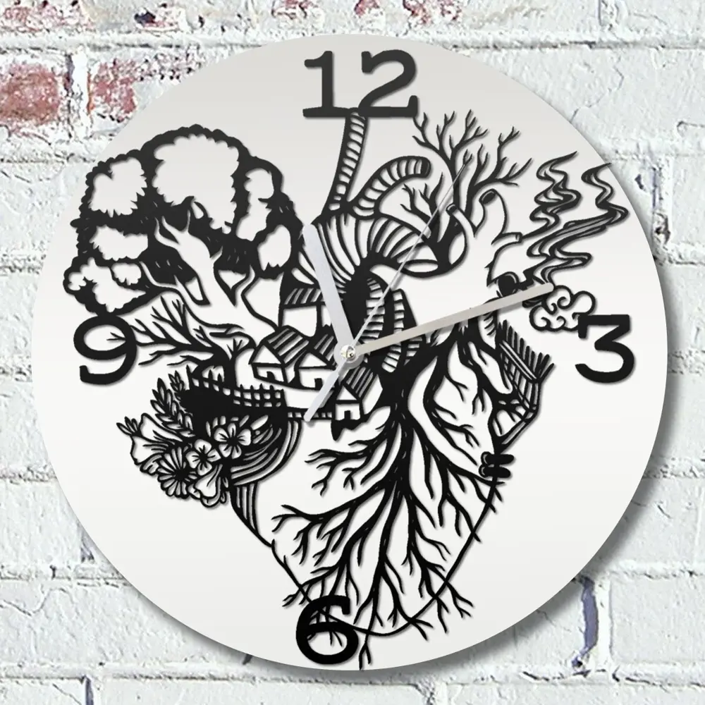 Фото Настенные часы круглые 31 см Бруталити сердце - 732 цвет черный