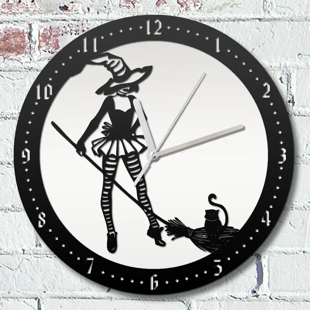 Фото Настенные часы круглые 31 см Бруталити хэллоуин - 655 цвет черный