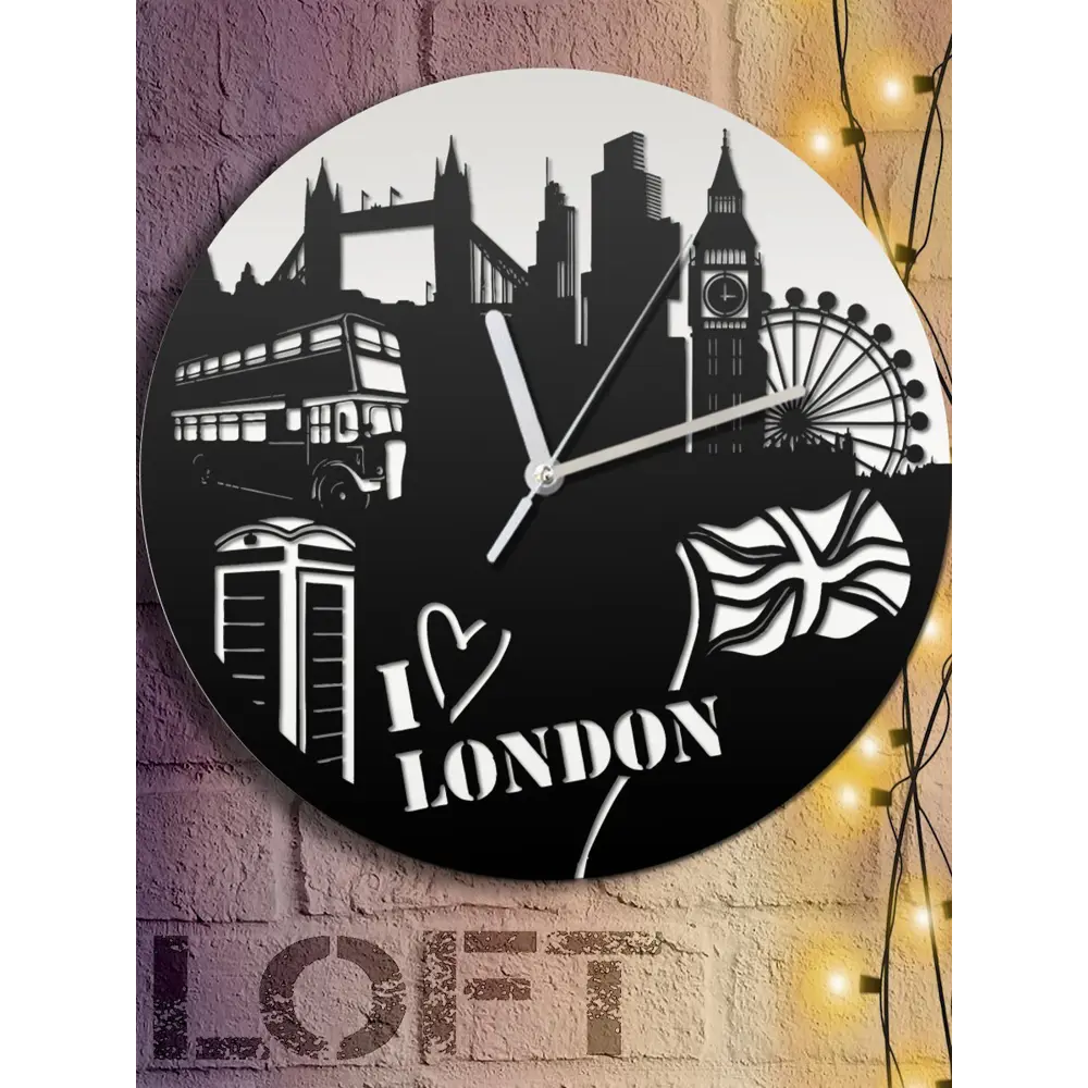 Фото 6 Настенные часы круглые 31 см Бруталити города лондон - 262 цвет черный