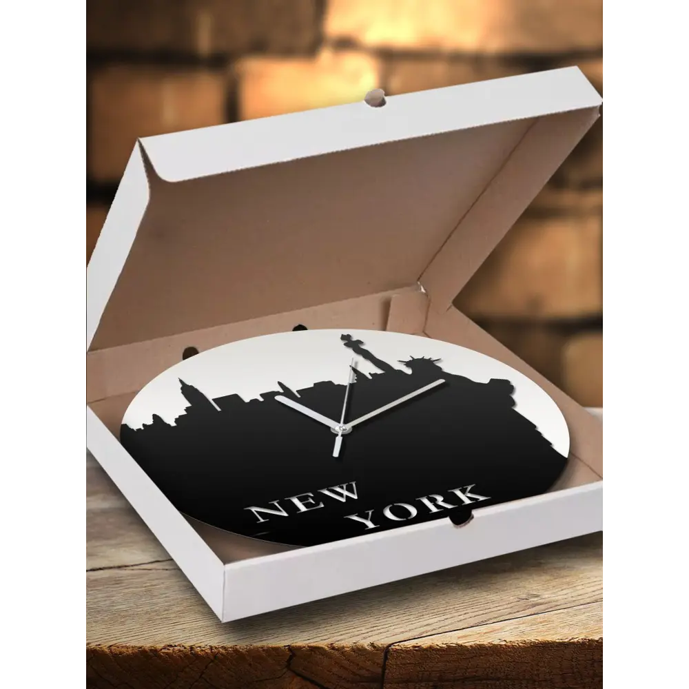 Фото 3 Настенные часы круглые 31 см Бруталити города нью йорк - 257 цвет черный