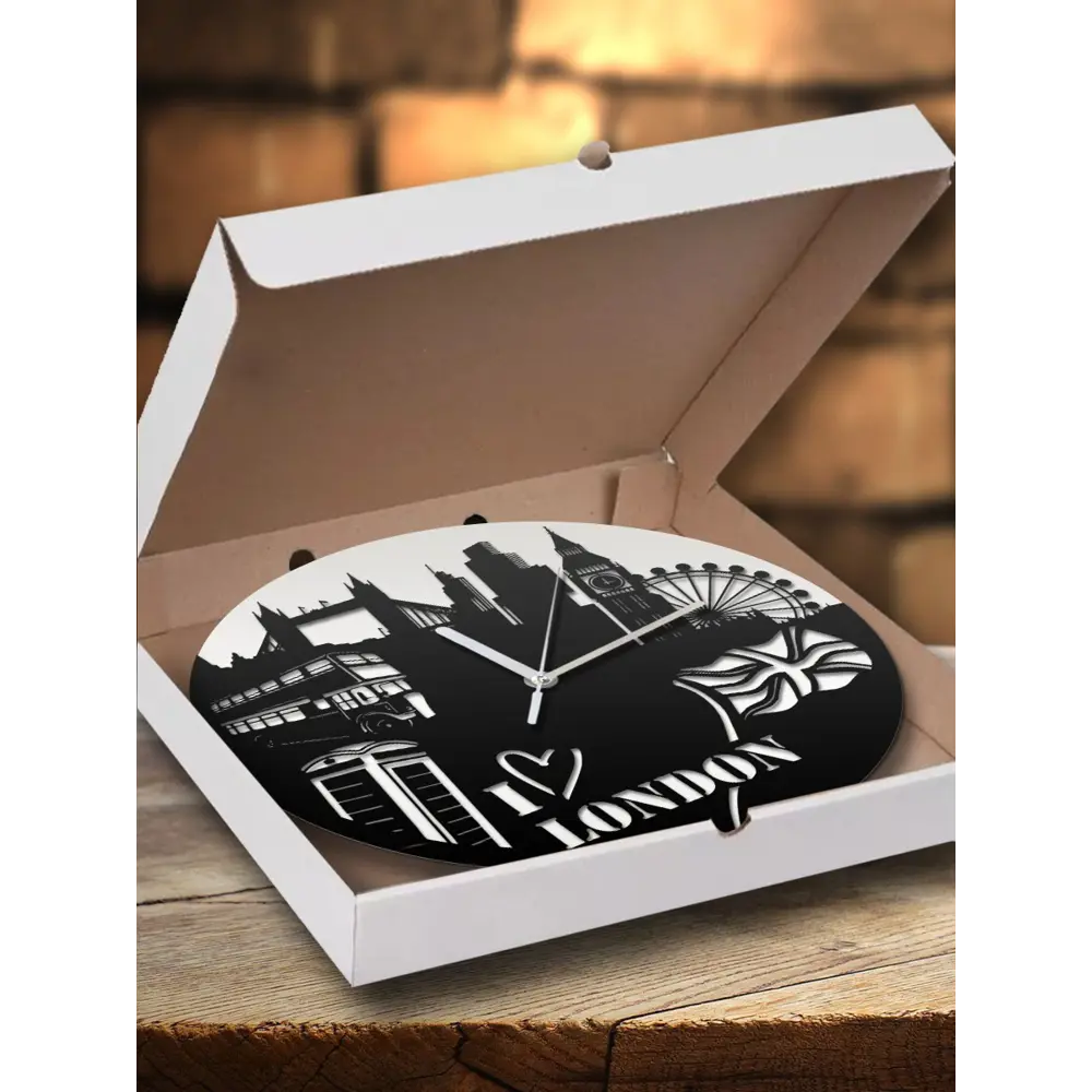 Фото 3 Настенные часы круглые 31 см Бруталити города лондон - 262 цвет черный