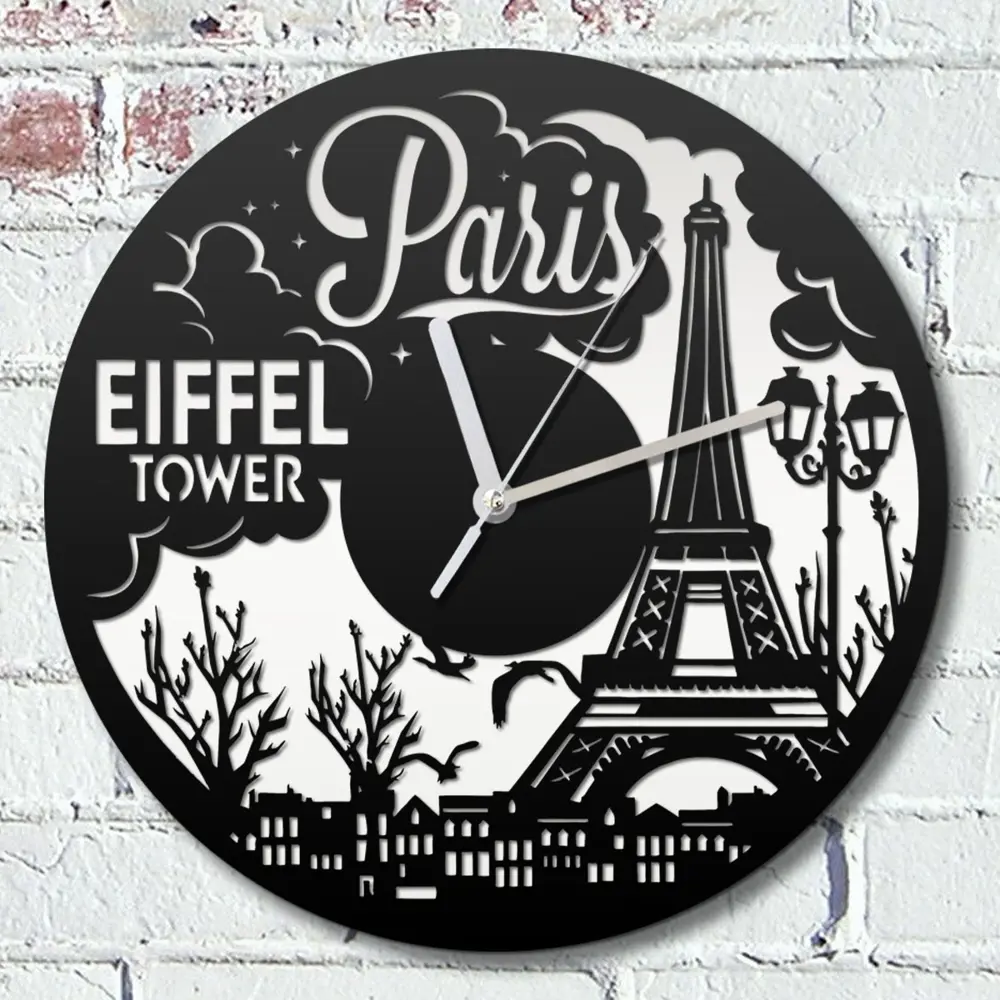 Фото Настенные часы круглые 31 см Бруталити города париж эйфелева башня - 260 цвет черный Фото Настенные часы круглые 31 см Бруталити города париж эйфелева башня - 260 цвет черный