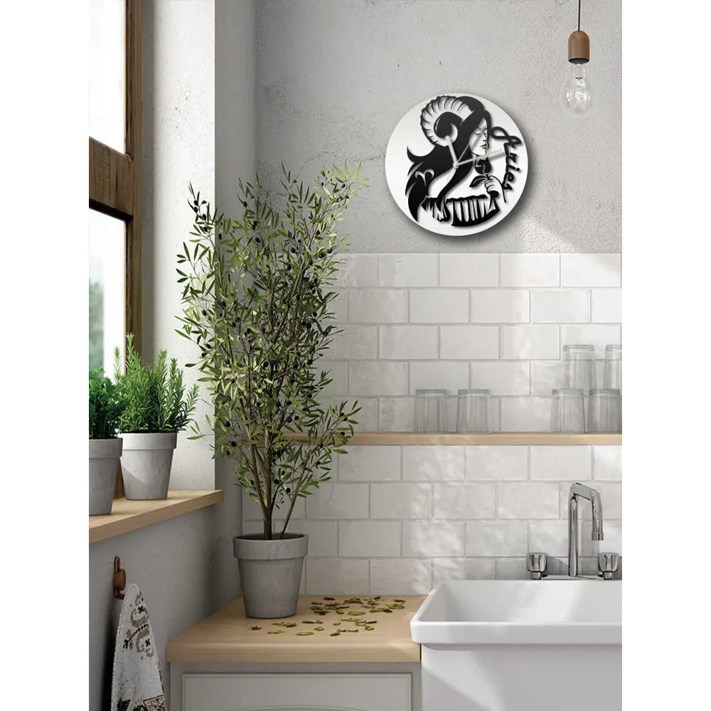 Фото 5 Настенные часы круглые 31 см Бруталити гороскоп - 330 цвет черный