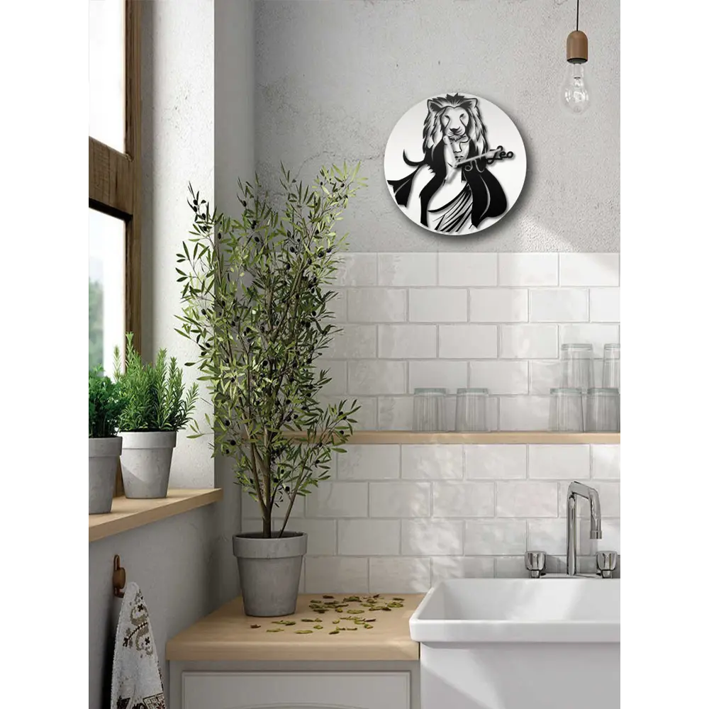 Фото 5 Настенные часы круглые 31 см Бруталити гороскоп - 334 цвет черный