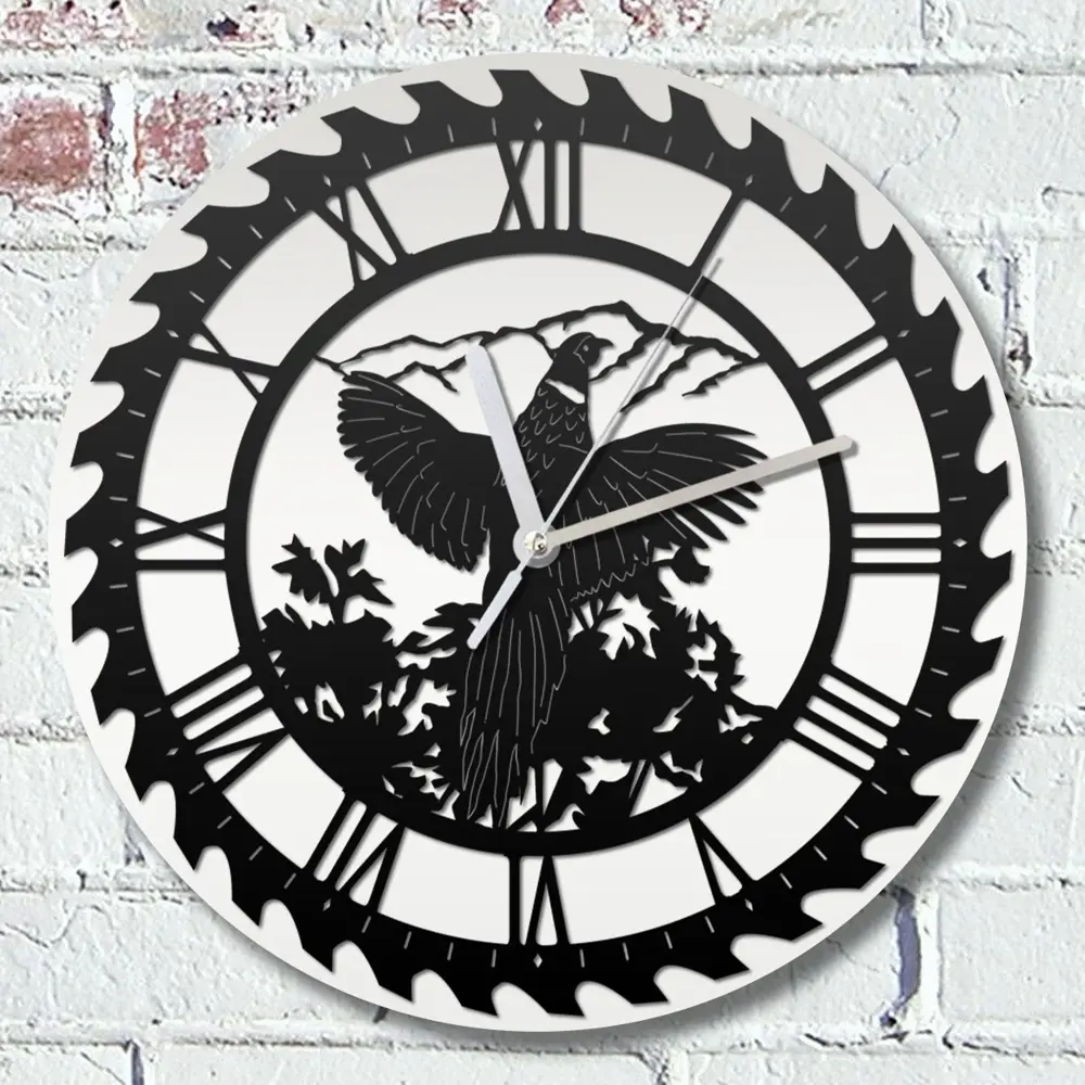 Фото Настенные часы круглые 31 см Бруталити животные - 107 цвет черный