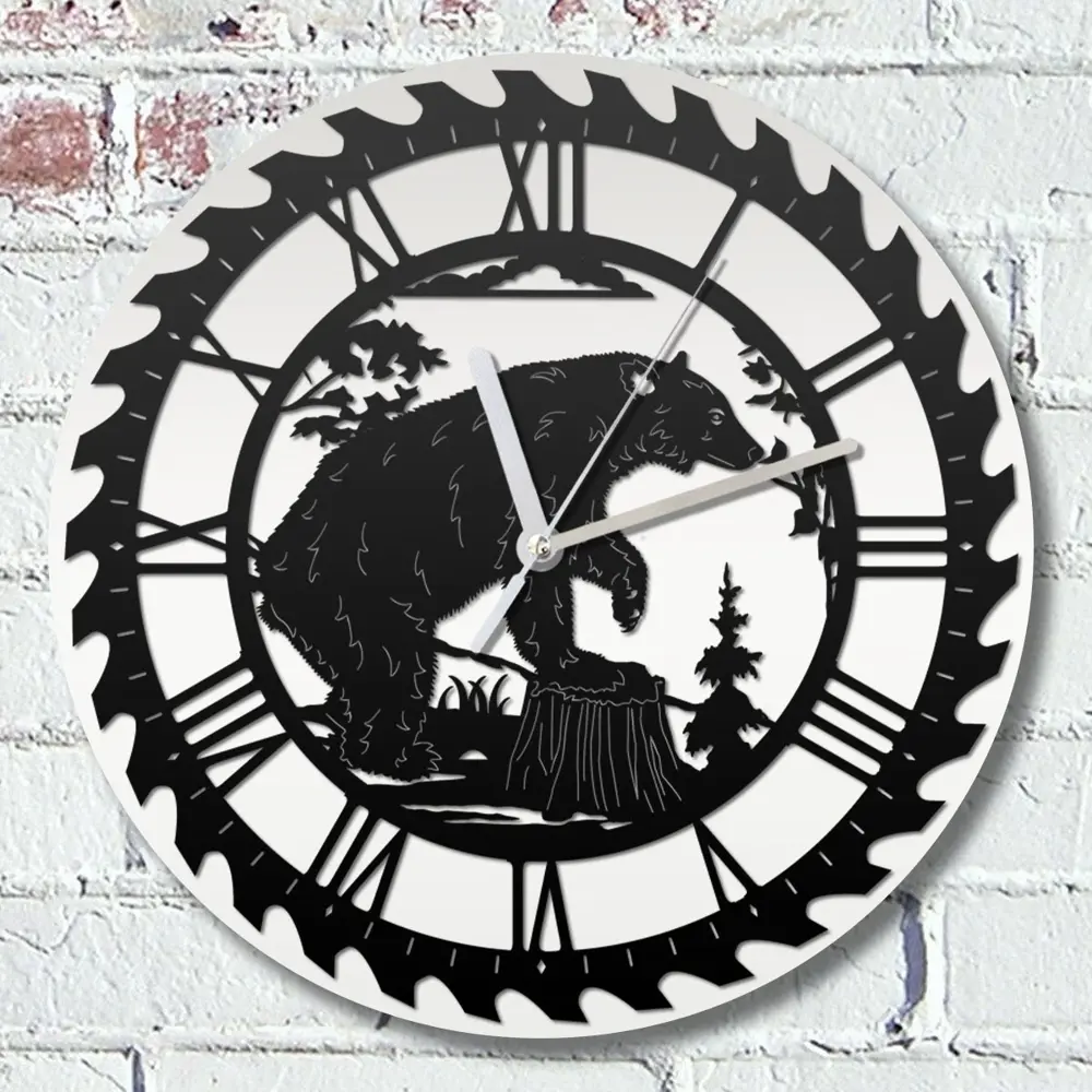 Фото Настенные часы круглые 31 см Бруталити животные - 106 цвет черный